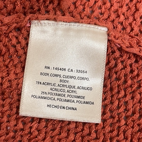 Pepin Anthropologie Bohemian Knit Fringe Tassel crochet Top Orange Large - Picture 6 of 7